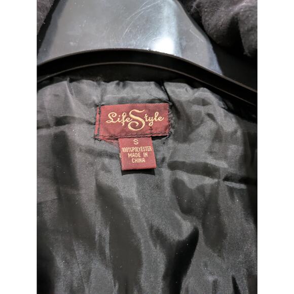 Life Style Vest Women's Small Black Embroidered Mock Neck Pocket Puffed Full Zip - Picture 4 of 7